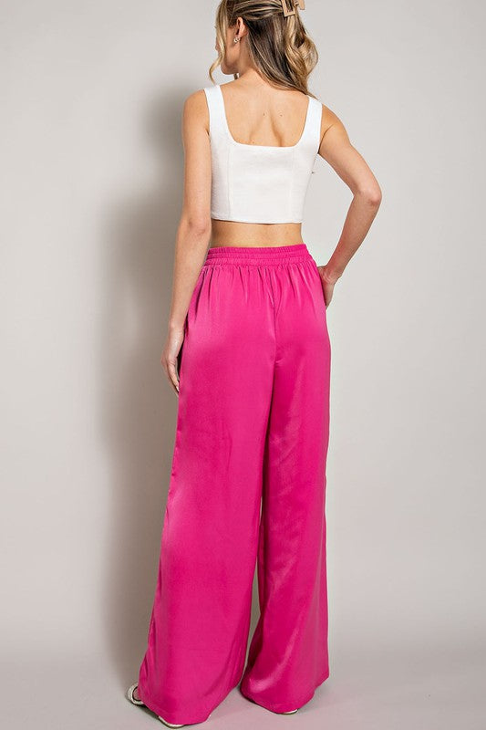 SATIN WIDE LEG  PANTS