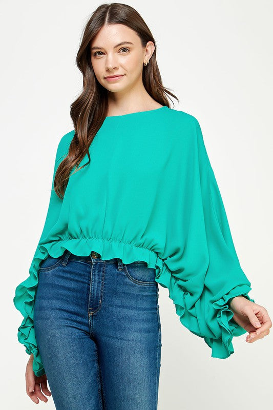 CROPPED FRILLS TOP