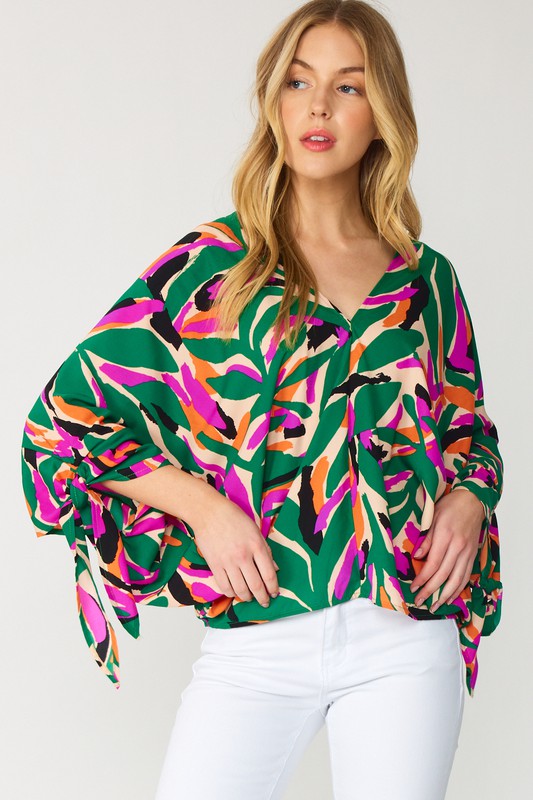 DOLMAN BLOUSE WITH SELF TIE