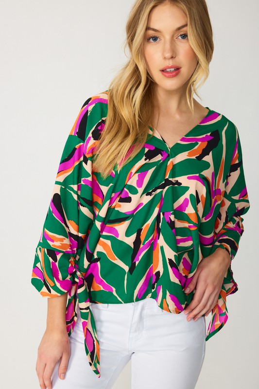 DOLMAN BLOUSE WITH SELF TIE