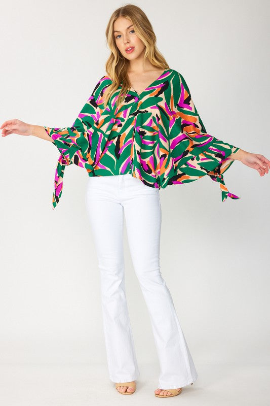 DOLMAN BLOUSE WITH SELF TIE