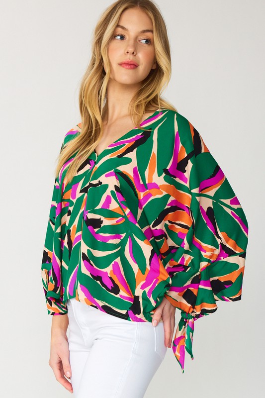 DOLMAN BLOUSE WITH SELF TIE