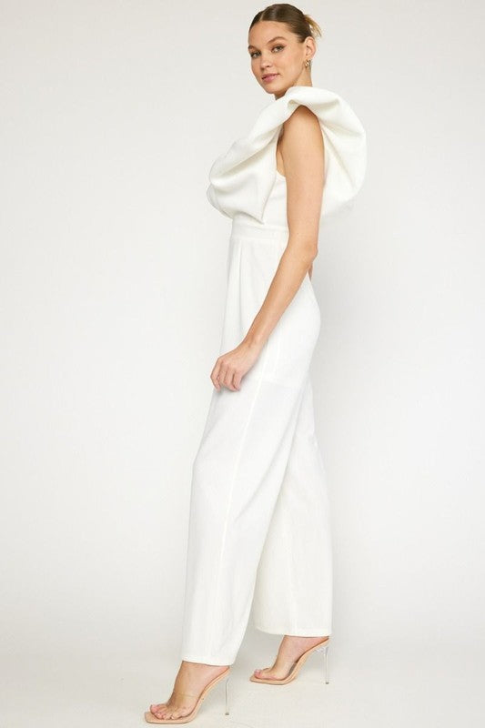 V-NECK WIDE LEG JUMPSUIT