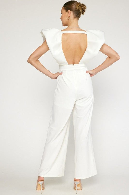 V-NECK WIDE LEG JUMPSUIT