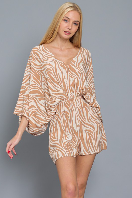 KIMONO SLEEVE TIE BACK NECK ROMPER