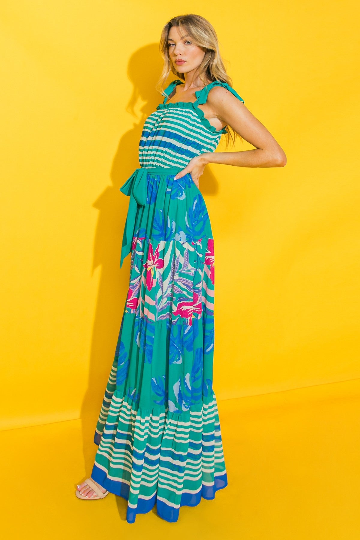 SHOULDER TIES MAXI DRESS