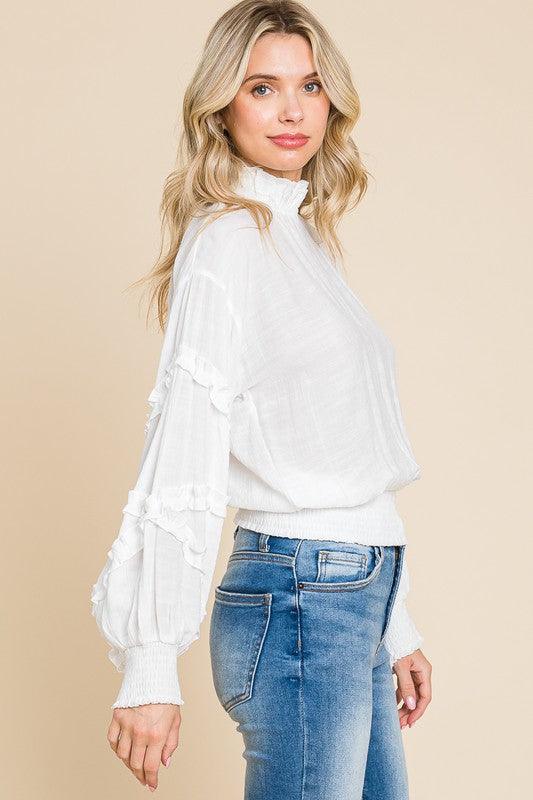 SMOCKED HEM TOP