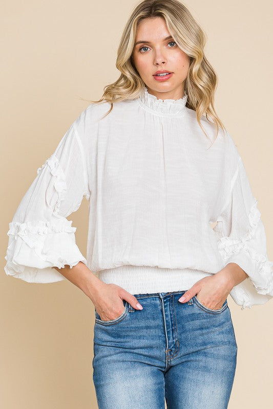 SMOCKED HEM TOP