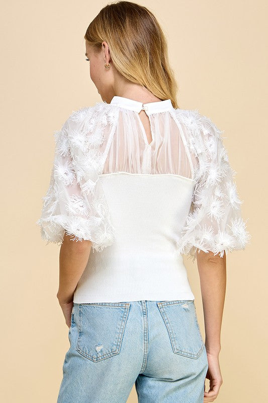 EMBROIDERY RIBBED TOP