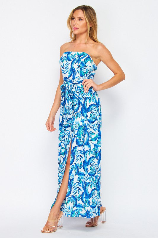 LEAF PRINT TUBE JUMPSUIT