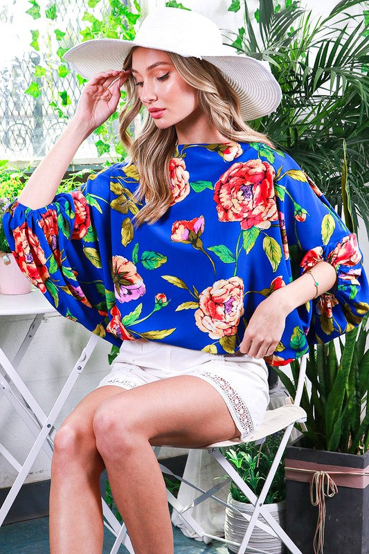 DOLMAN SLEEVE FLORAL PRINTED TOP