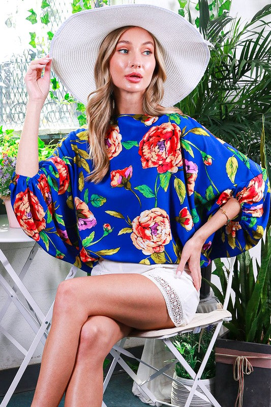 DOLMAN SLEEVE FLORAL PRINTED TOP