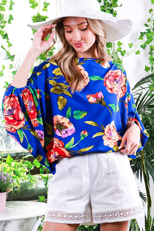 DOLMAN SLEEVE FLORAL PRINTED TOP