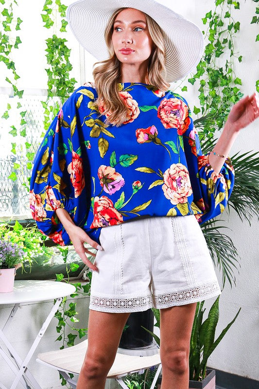 DOLMAN SLEEVE FLORAL PRINTED TOP