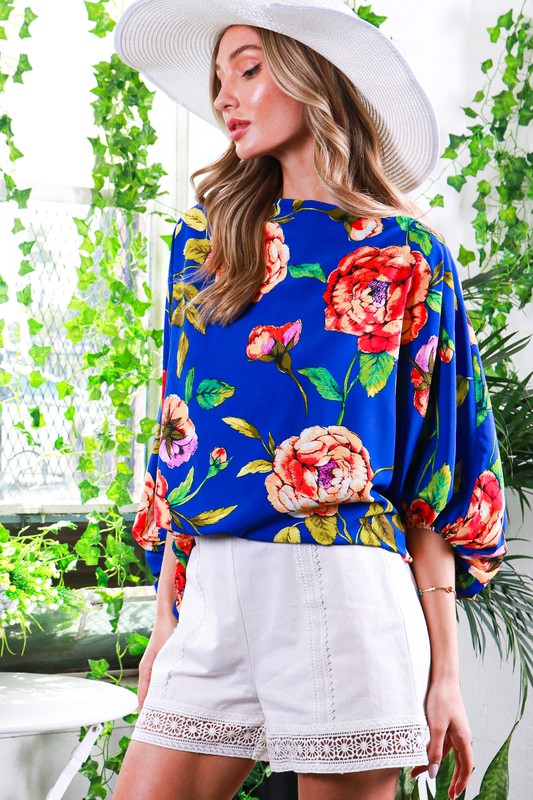 DOLMAN SLEEVE FLORAL PRINTED TOP