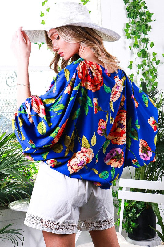 DOLMAN SLEEVE FLORAL PRINTED TOP