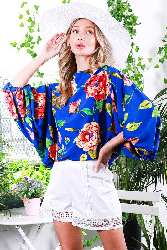 DOLMAN SLEEVE FLORAL PRINTED TOP