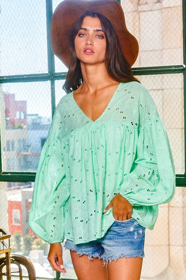 EYELETS TUNIC TOP