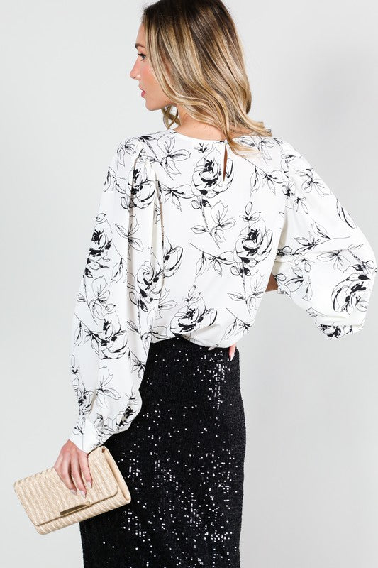 FLORAL PRINT WOVEN BLOUSE TOP