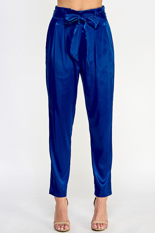 PAPER WAIST SATIN PANTS