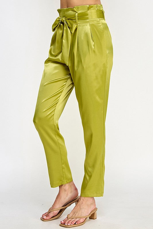 PAPER WAIST SATIN PANTS