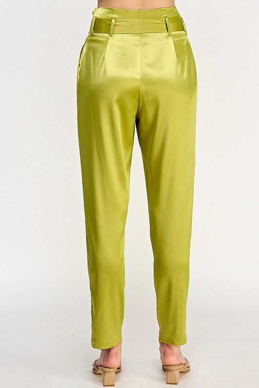 PAPER WAIST SATIN PANTS