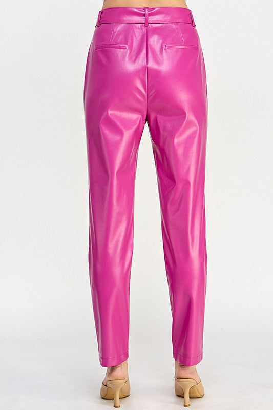 FAUX LEATHER BELT PANTS