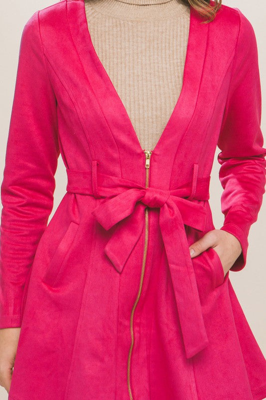 SUEDE WAIST TIE JACKET