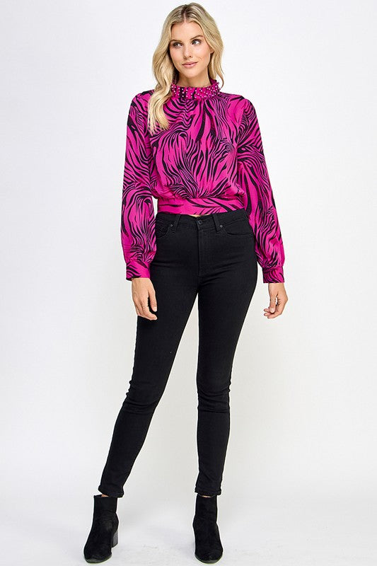 PRINTED SLEEVE BAND TOP