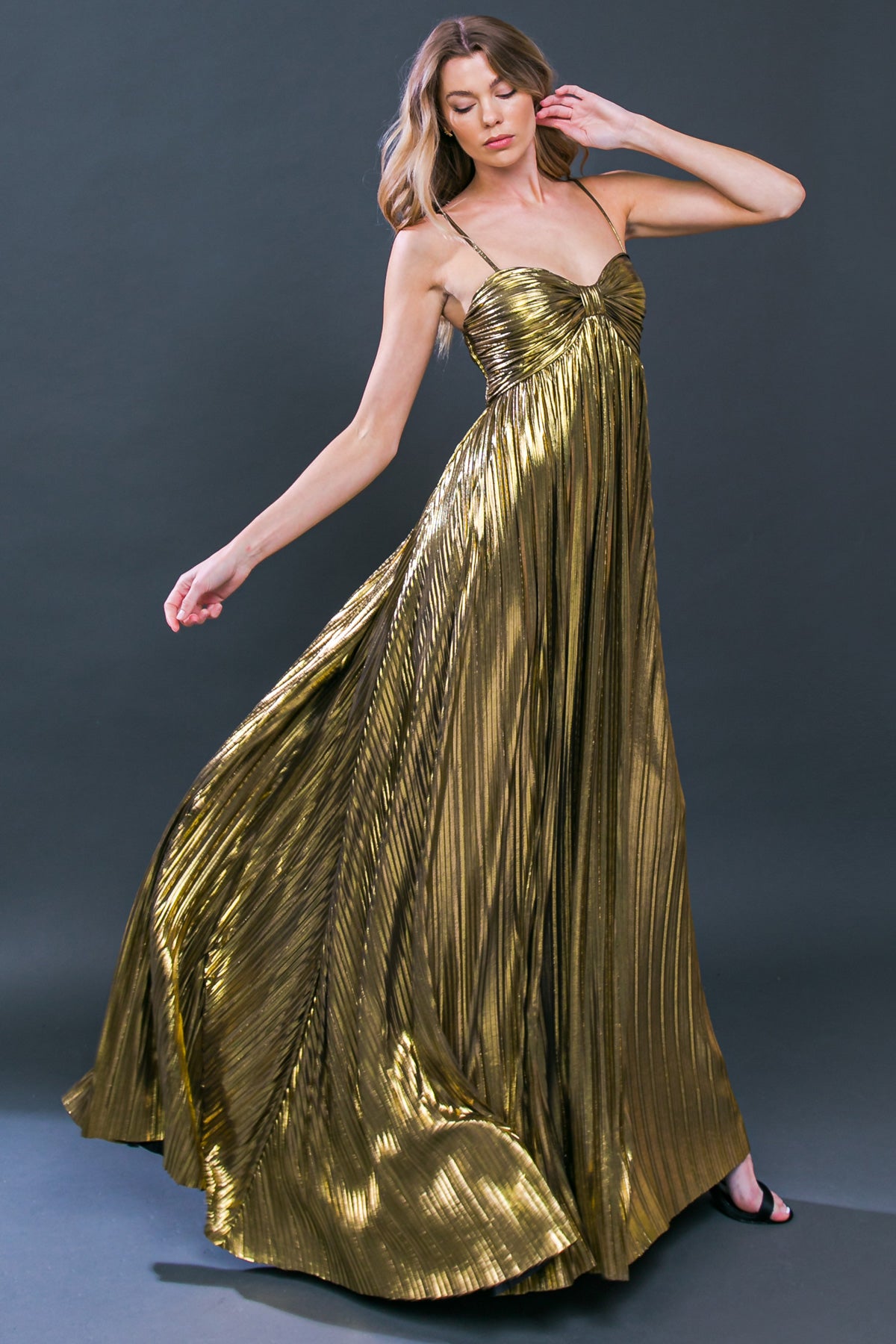 FOILED MAXI PARTY DRESS