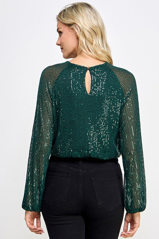 LONG SLEEVE SEQUIN TOP