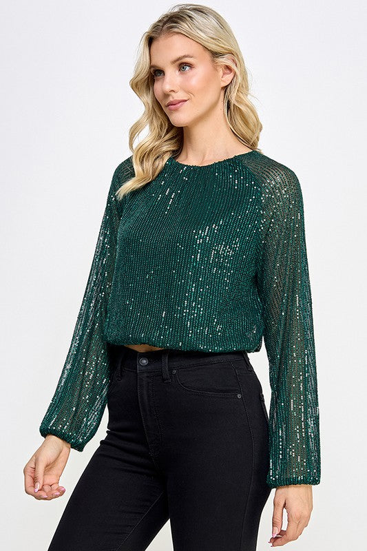 LONG SLEEVE SEQUIN TOP