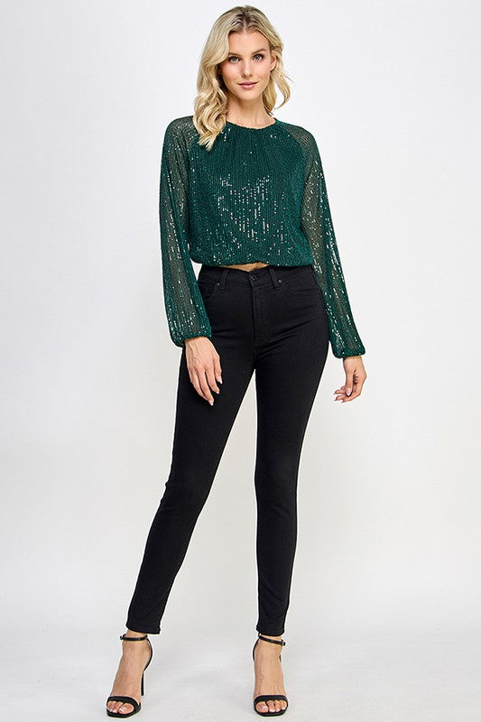 LONG SLEEVE SEQUIN TOP