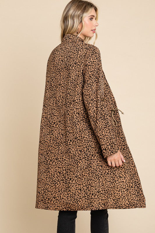 DRAPPING COLLAR LEOPARD PRINT JACKET