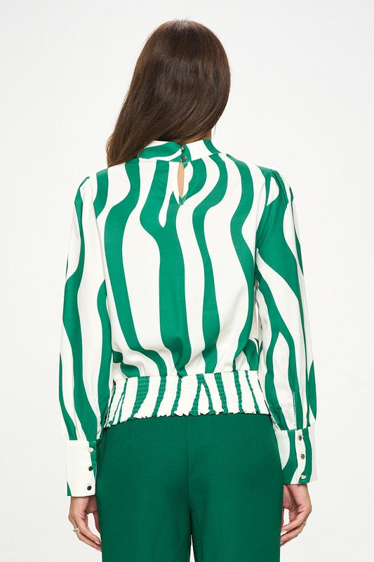 STRIPES RHINESTONE BLOUSE