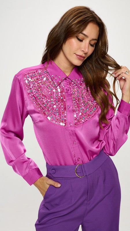 EMBELLISHED CRYSTAL BUTTON TOP