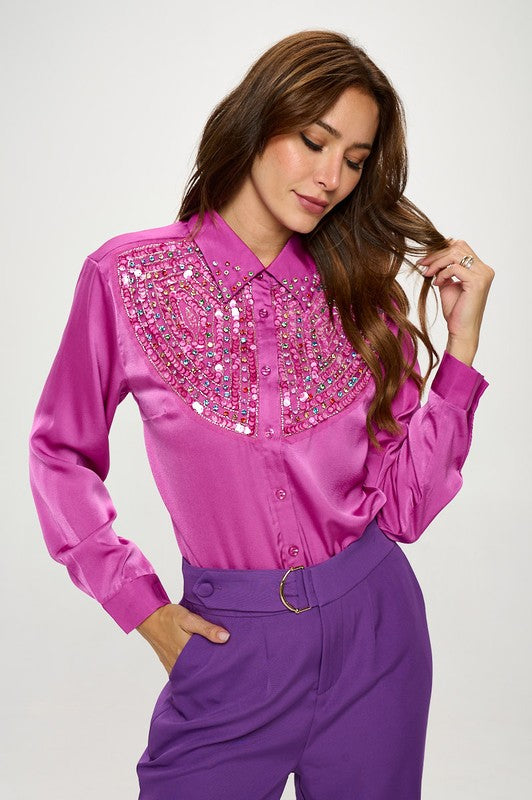 EMBELLISHED CRYSTAL BUTTON TOP