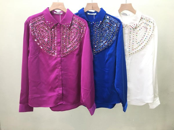 EMBELLISHED CRYSTAL BUTTON TOP