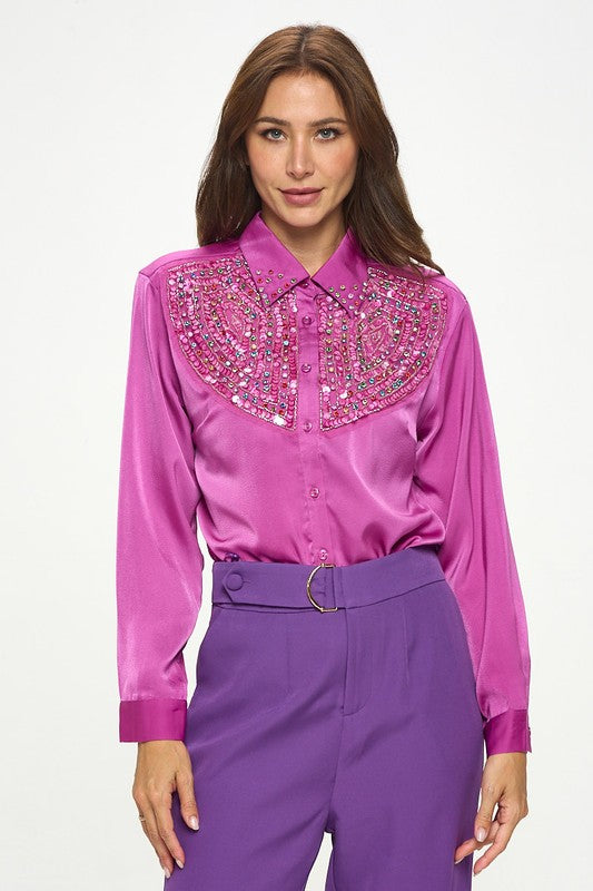 EMBELLISHED CRYSTAL BUTTON TOP