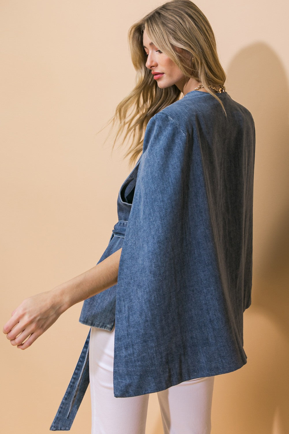 DENIM CAPE BLAZER