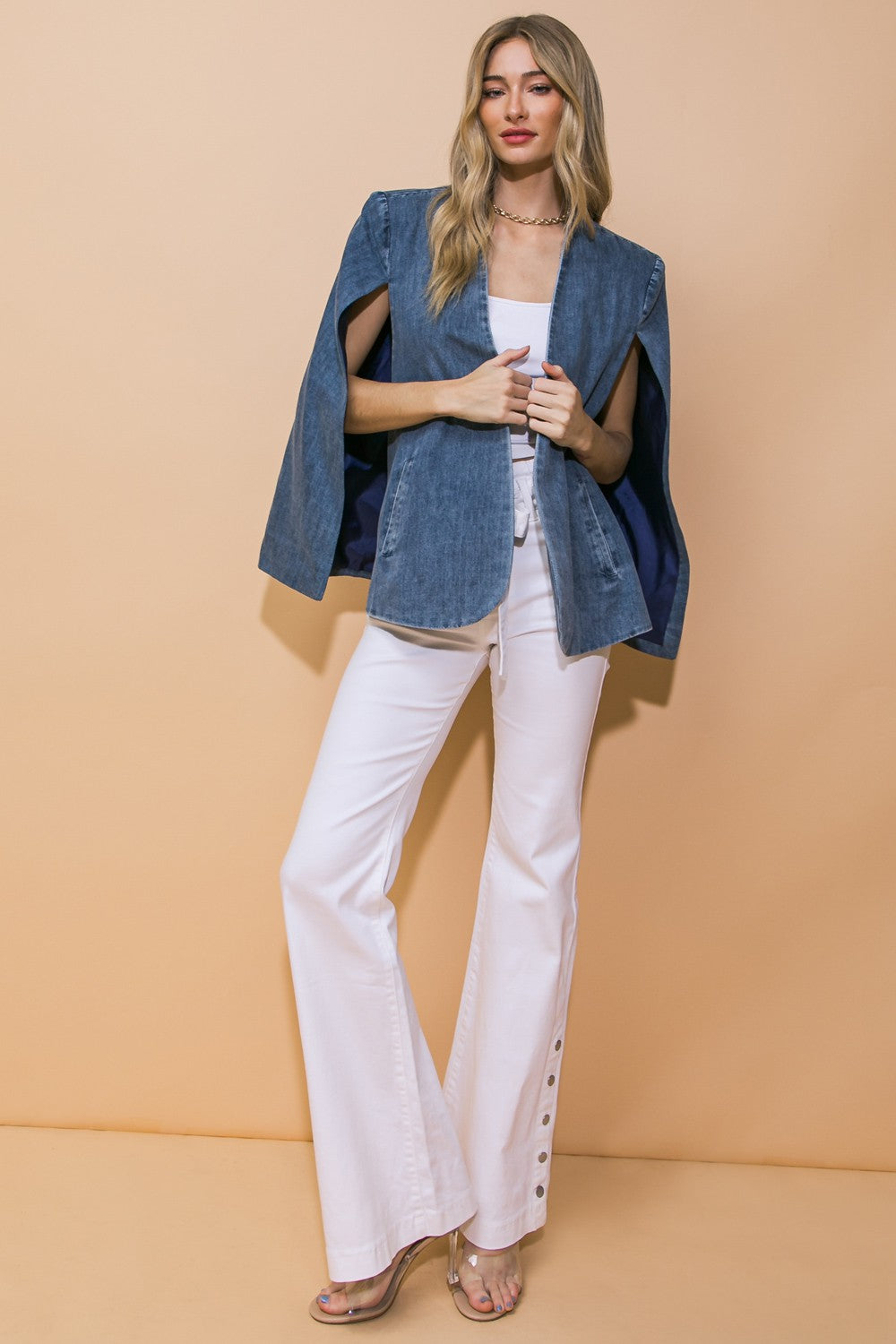 DENIM CAPE BLAZER