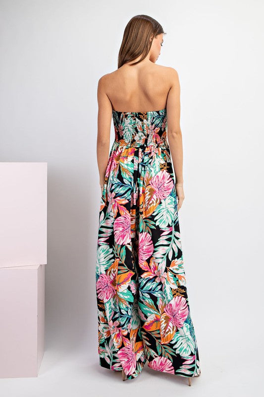 FLORAL PRINT SLEEVELESS JUMPSUIT