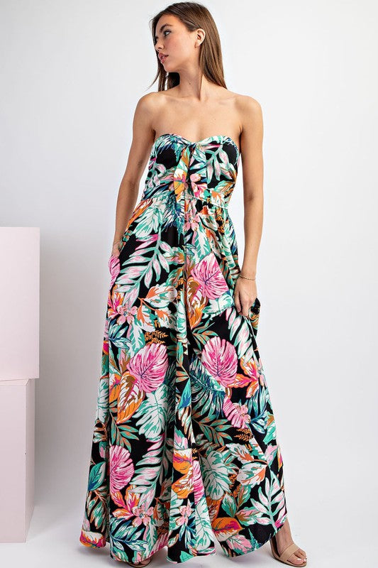 FLORAL PRINT SLEEVELESS JUMPSUIT