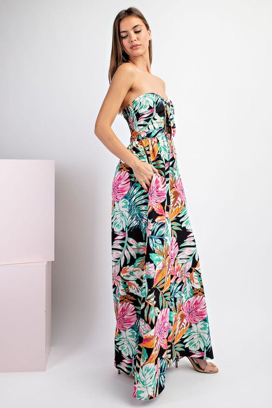 FLORAL PRINT SLEEVELESS JUMPSUIT