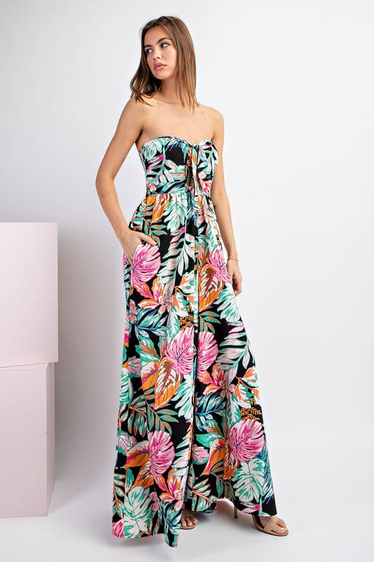 FLORAL PRINT SLEEVELESS JUMPSUIT