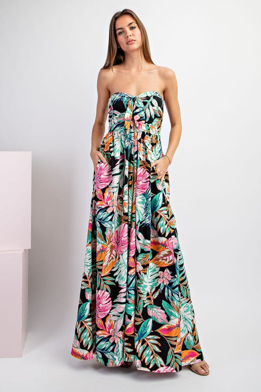 FLORAL PRINT SLEEVELESS JUMPSUIT