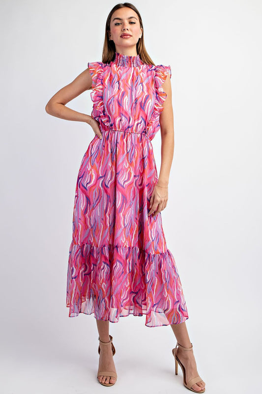 PRINTED MIDI DRESS