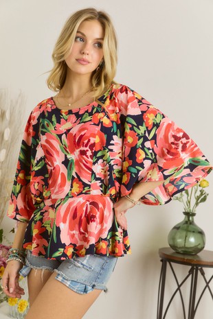 FLORAL PEPLUM BLOUSE