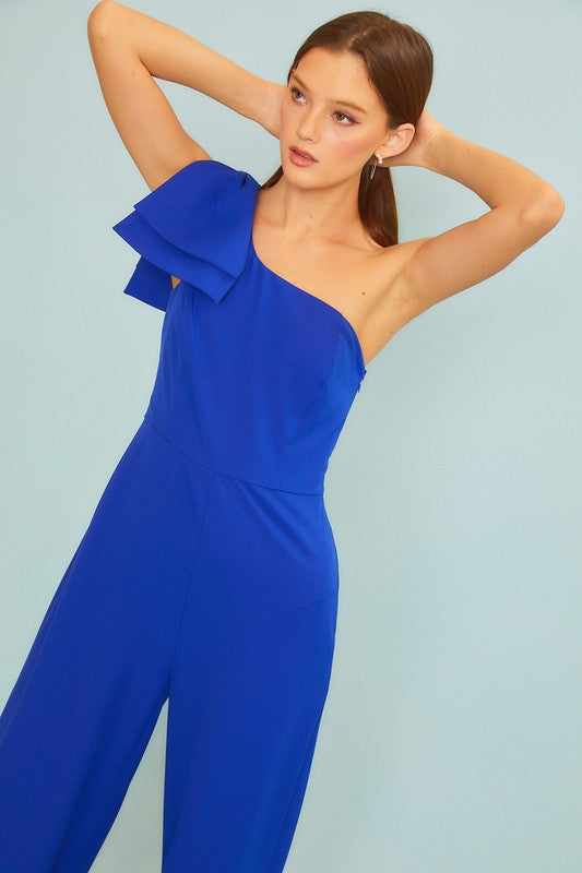 BOWTIE ONE SHOULDER JUMPSUIT