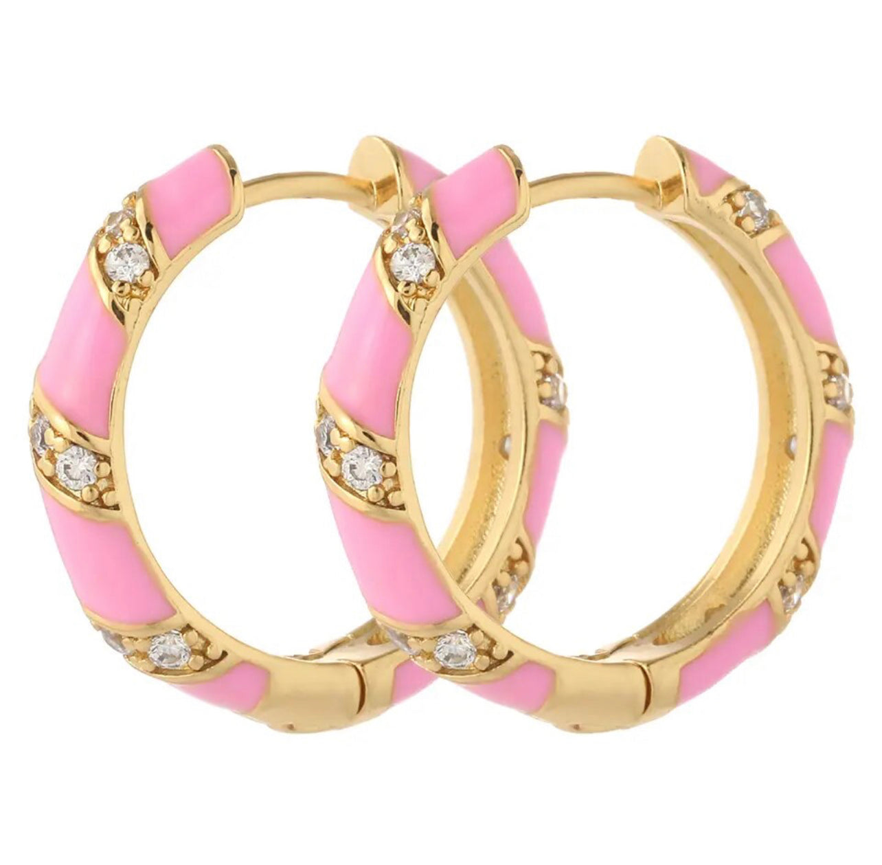 COLORFUL ENAMEL RHINESTONE HOOPS